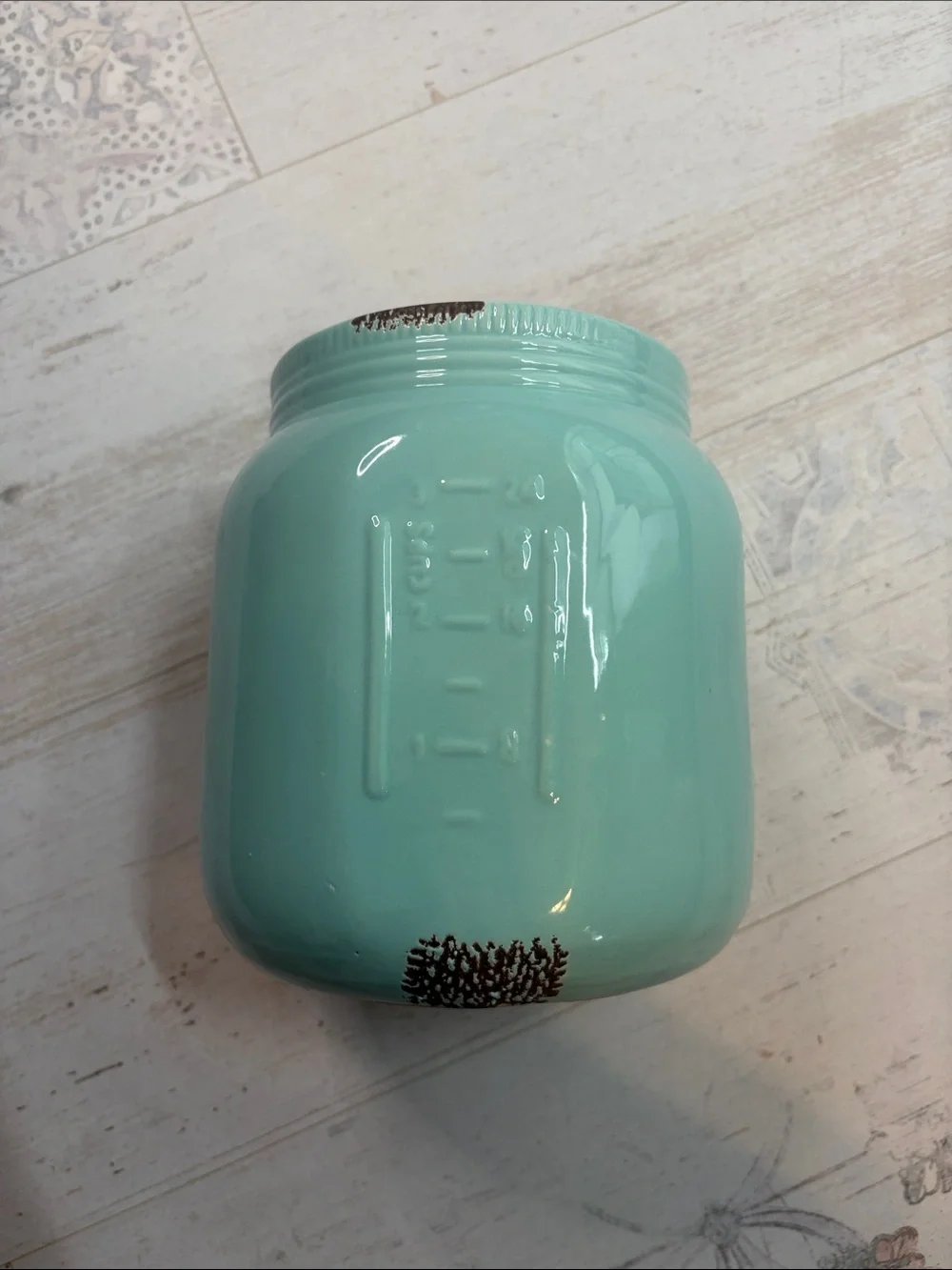 Kitchen Essentials Teal Mason Jar Ceramic Utensil Holder Vase
